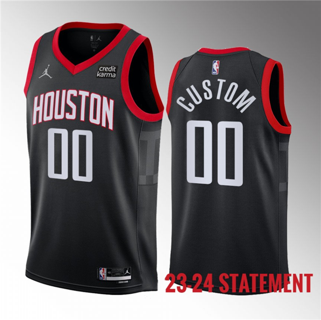 Men's Houston Rockets Active Player Custom Black 2023 Statement Edition Stitched Basketball Jersey